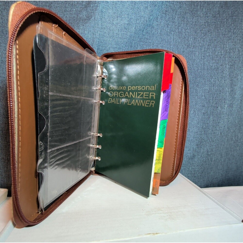 Vintage Philippe Amiel 6 Ring Planner Map Print Zipper Wallet Phone Pouch Y2K - Picture 9 of 16
